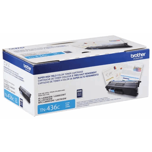 Light Gray Brother TN436C Cyan Toner Cartridge, Super High Yield