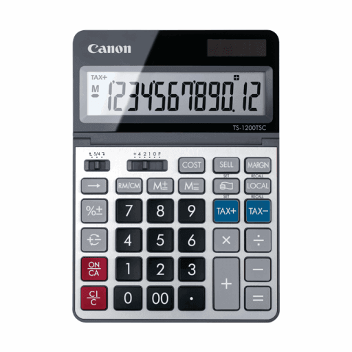 2468C004 Canon TS-1200TSC Silver/Black 12-Digit Display – – Calculators – Canon