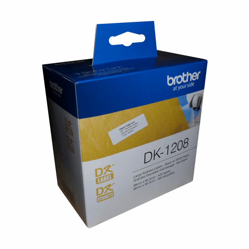 Brother DK-1208 Large Address Paper Labels (400 Labels) - 1.4" x 3.5" (38 mm x 90.3 mm) – – PTouch – Brother