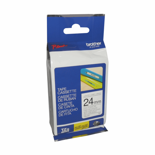 Brother Genuine TZe251 Black on White Laminated Tape for P-touch Label Makers, 24 mm wide x 8 m long – – PTouch – Brother