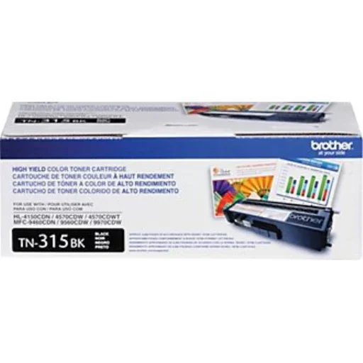 Brother TN315BK Black Toner Cartridge, High Yield – – Laser – Brother