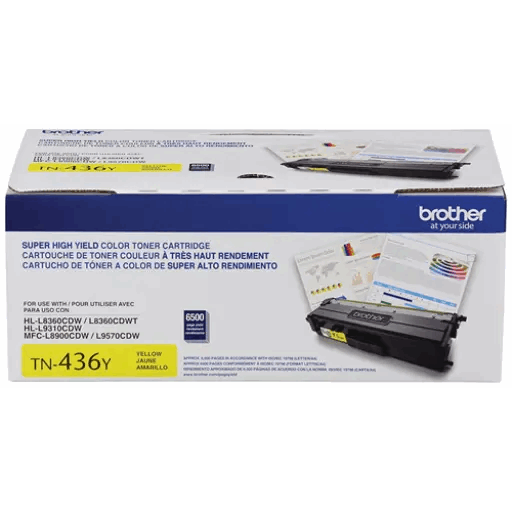 Light Gray Brother TN436Y Yellow Toner Cartridge, Super High Yield