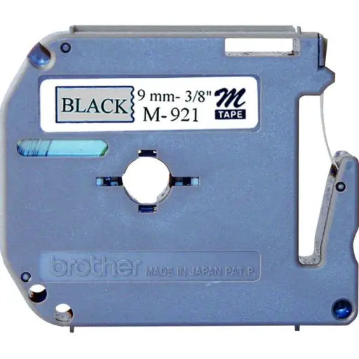 Brother Genuine M921 Black on Silver Non-Laminated Tape for P-touch Label Makers, 9 mm wide x 8 m long - Vonex