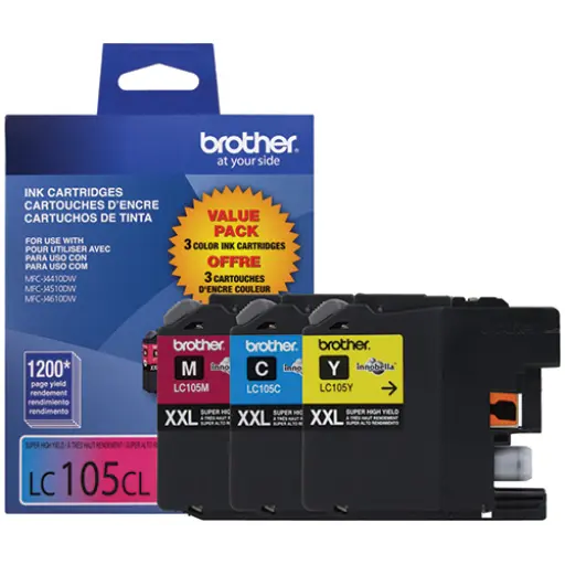 Brother LC1053PKS 3-Pack of Innobella Colour Ink Cartridges (1 each of Cyan, Magenta, Yellow), Super High Yield (XXL Series) - Vonex