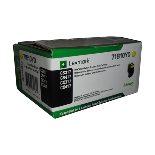 Lexmark CS/CX317, 417, 517 Yellow Return Programme 2.3K Toner Cartridge Part no.: 71B10Y0 - Vonex