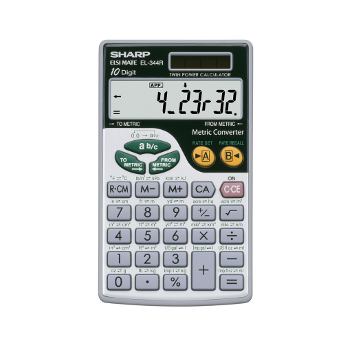 Sharp EL344R Large 10-digits Metric Conversion Calculator - Vonex