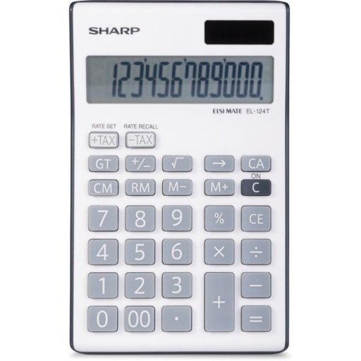 SHARP EL124TBGY Twin Power 12-digit Display Desktop Calculator-Grey - Vonex