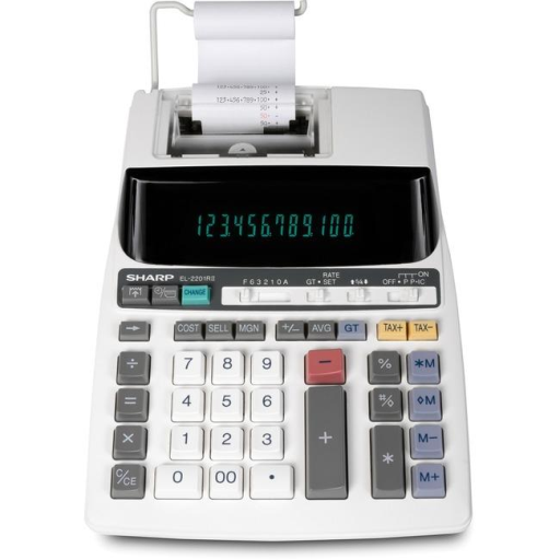 SHARP EL2201RII 12 DIGIT FLUORESCENT PRINTING CALCULATOR, 2-COLOUR - Vonex