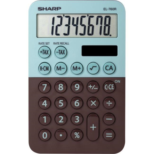 SHARP EL760RBMT XL-8 DIGIT DISPLAY CALCULATOR-MINT CHOCOLATE - Vonex