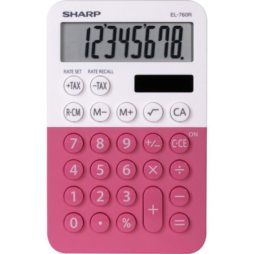 SHARP EL760RBPK XL 8-DIGIT DISPLAY CALCULATOR-RASPBERRY - Vonex