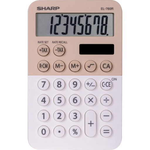 SHARP EL760RBLA XL-8 DIGIT DISPLAY CALCULATOR-LATTE - Vonex