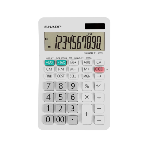 SHARP EL330W Twin Power XL 10-digit Display - Vonex