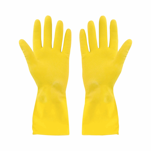 Gold Rubber Gloves Flocklined? Yellow Small Extended Cuff - (12 pairs)