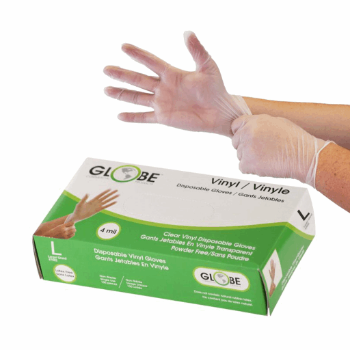 Rosy Brown Vinyl Gloves Powder Free 4mil Clear Medical - Large 100/box