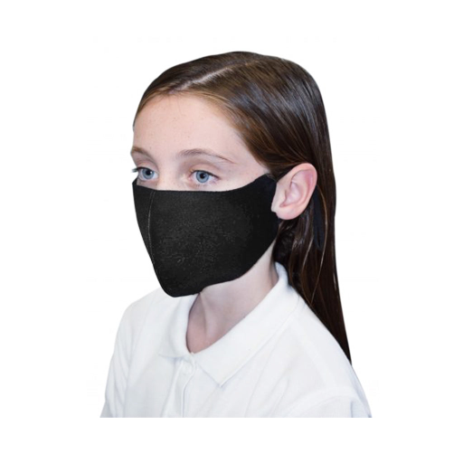 Reusable Face Mask Black Polyester/Spandex Childrens (Pack of 10) - Vonex