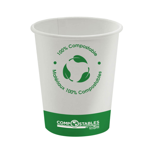 Hot/Cold Compostable Paper Cups - 10oz / White (50 cups Per Pack) - Vonex