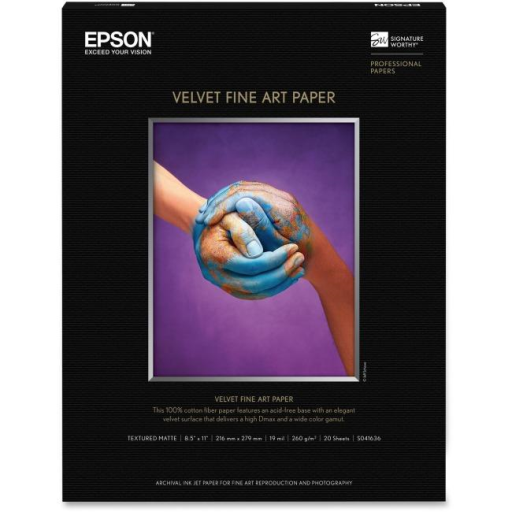 Epson Velvet Fine Art Paper, Letter Size, 20 sheetsS - Vonex