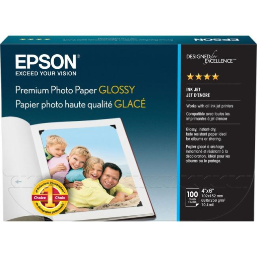 Epson Premium Photo Paper Glossy, 4x6, 100 sheetsS04 - Vonex