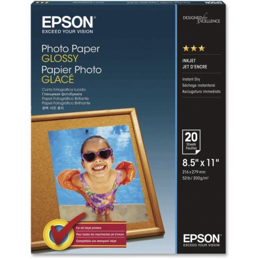 S041141 GLOSSY PHOTO PAPER (8.5"X11")(20 CT)(BILINGUAL) - Vonex