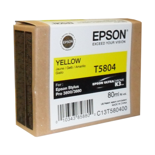 T580400 EPSON ULTRACHROME YELLOW INK 80ML, STYLUS PRO 3800 - Vonex