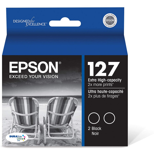 T127120D2 Epson 127 Extra High-Capacity Dual Pack Black Original Ink Cartridges - Vonex