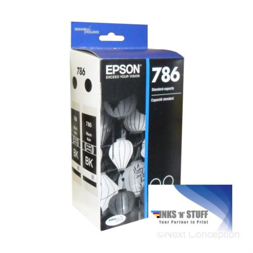 T786120D2 Epson 786 Black Original Ink Cartridges Dual Pack - Vonex