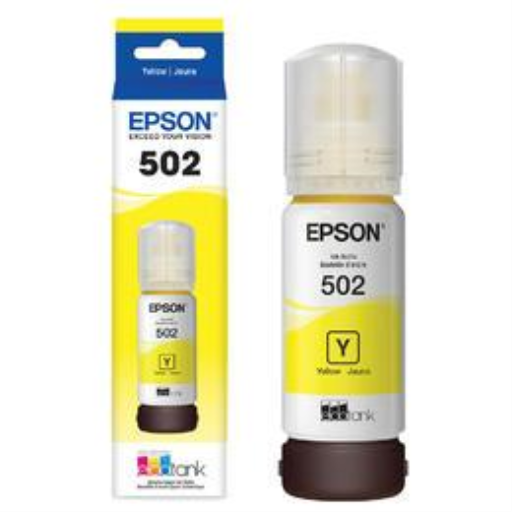 Epson T502 Ink Bottle, Dye Yellow, w/Sensor Epson