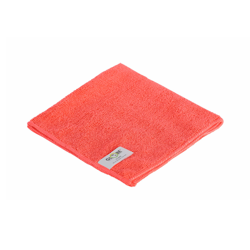 14"x14" Microfiber Cloth 240GSM Red (Pack of 10) Globe Commercial Products