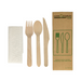 Compostable Wooden Cutlery Set- 6.5" Knife, Fork, Spoon and Napkin in Paper Bag (50 sets/pack) Globe Commercial Products