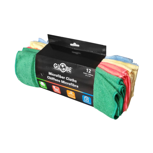 14"x14" Microfiber Assorted Colors Retail (12 Packs) Globe Commercial Products