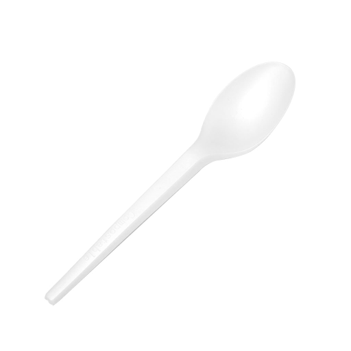 Compostable Spoons, 6.25"H, White, CPLA, 100 per pack Globe Commercial Products