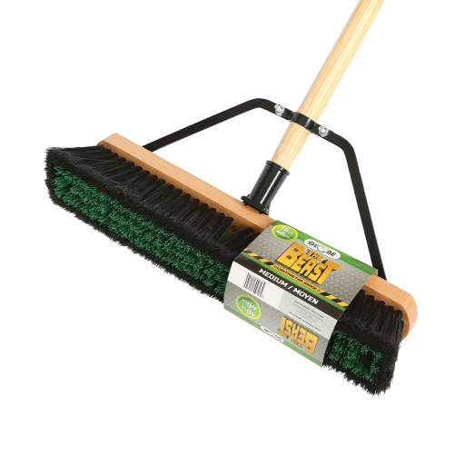 18" Assembled Wood Block  Contractor push broom-Medium fibers Globe Commercial Products