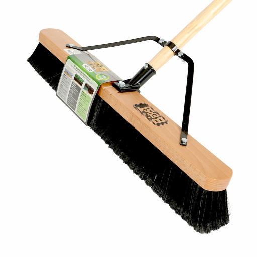 24" Assembled Wood Block Contractor push broom-Medium Globe Commercial Products