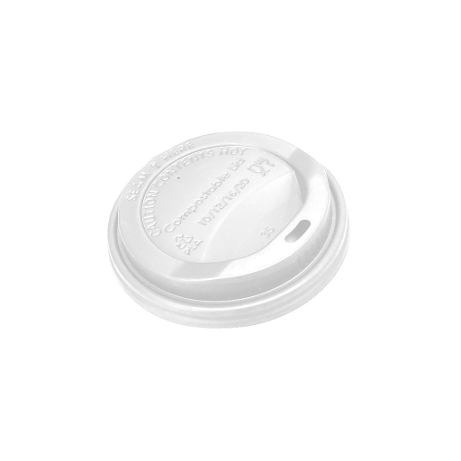 Compostable Dome Sip Lid - 10 - 20 oz / White (Pack of 50) Globe Commercial Products