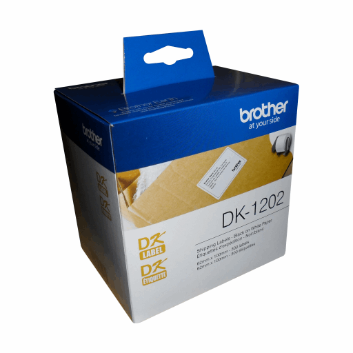Brother DK-1202 White Shipping Paper Labels (300 Labels) - 2.4" x 3.9" (62 mm x 100 mm) Brother