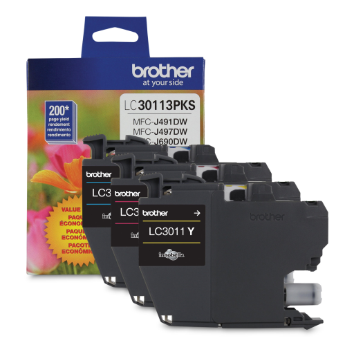 Brother Genuine LC30113PKS 3-Pack Standard-yield Colour Ink Cartridges Brother