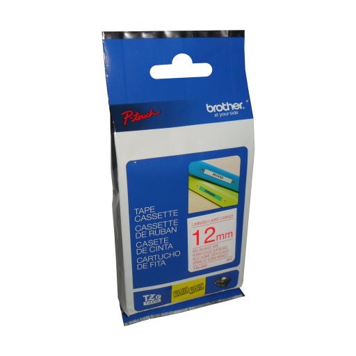 Brother Genuine TZe232 Red on White Laminated Tape for P-touch Label Makers, 12 mm wide x 8 m long Brother