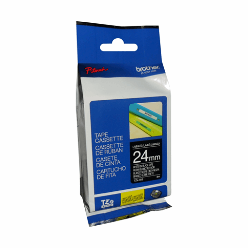 Brother Genuine TZe355 White on Black Laminated Tape for P-touch Label Makers, 24 mm wide x 8 m long Brother