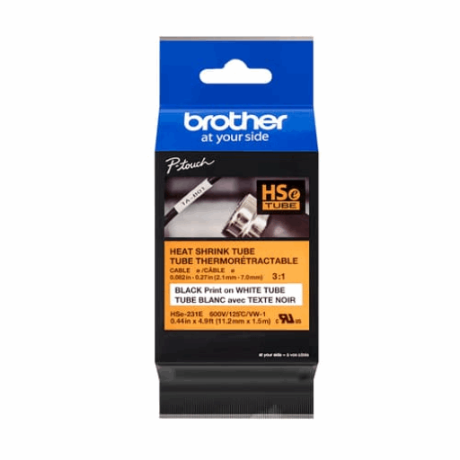 Brother HSE231E Black on White Heat Shrink Tube Label 11.2 mm x 1.5 m Brother