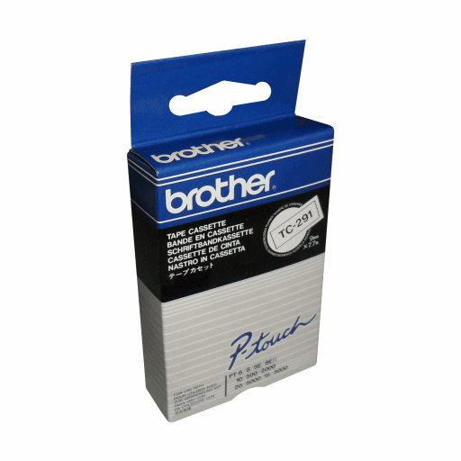 Brother TC291 Black on White 9 mm Tape for P-touch, 7.7 m – – Non Moving – Brother