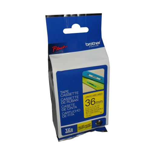 Brother Genuine TZe661 Black on Yellow Laminated Tape for P-touch Label Makers, 36 mm wide x 8 m long Brother
