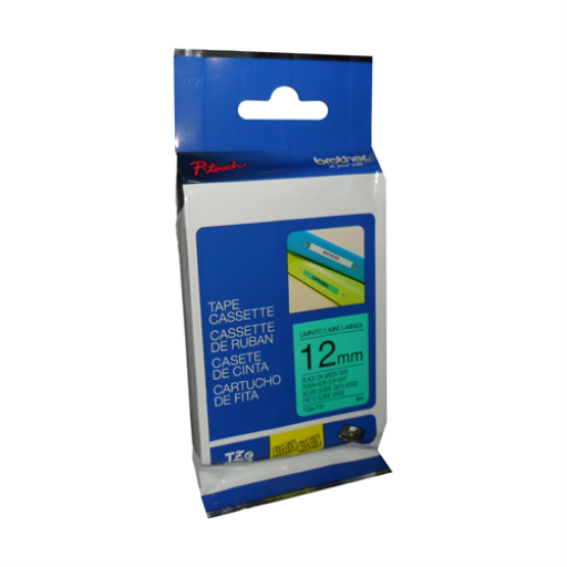 Brother Genuine TZe731 Black on Green Laminated Tape for P-touch Label Makers, 12 mm wide x 8 m long Brother