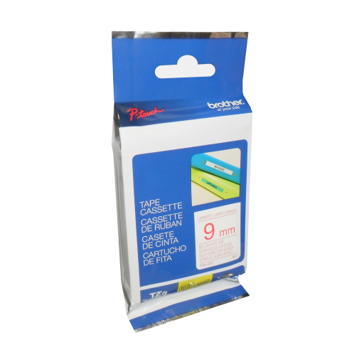 Brother Genuine TZe222 Red on White Laminated Tape for P-touch Label Makers, 9 mm wide x 8 m long Brother