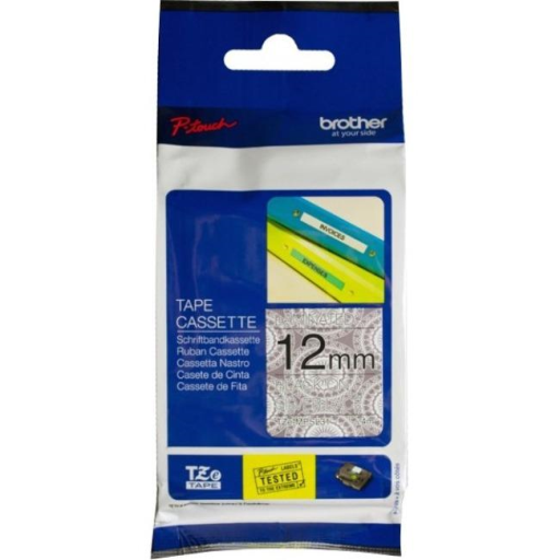Brother Genuine TZeMPSL31 Black Print on Silver Lace Tape for P-touch Label Makers, 12 mm wide x 4 m long Brother