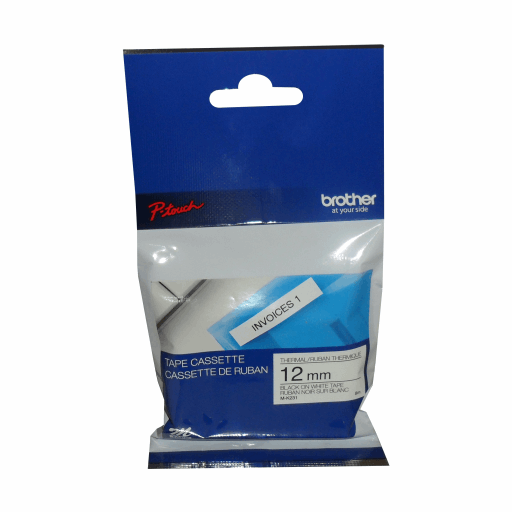 Brother Genuine MK231 Black on White Non-Laminated Tape for P-touch Label Makers, 12 mm wide x 8 m long Brother