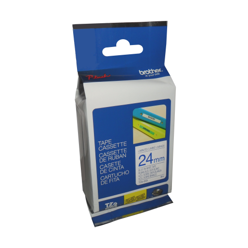 Brother Genuine TZe253 Blue on White Laminated Tape for P-touch Label Makers, 24 mm wide x 8 m long Brother