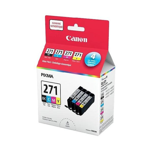 CLI-271 Black, Cyan, Magenta, and Yellow Ink Value Pack SKU 0390C006 – – Inkjets – Canon