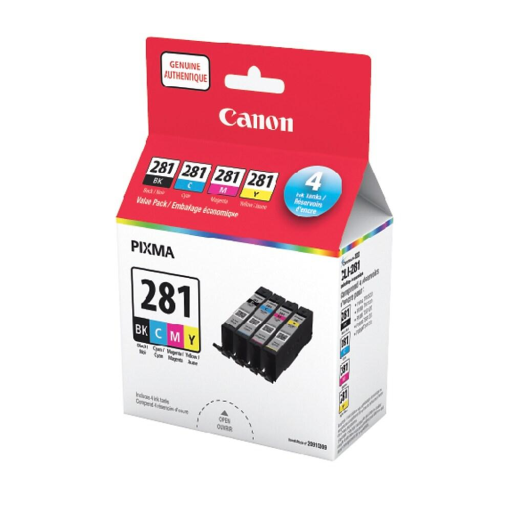 CLI-281 Black, Cyan, Magenta, Yellow Value Pack SKU 2091C009 – – Inkjets – Canon