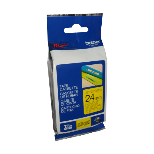 Brother Genuine TZe651 Black on Yellow Laminated Tape for P-touch Label Makers, 24 mm wide x 8 m long – – PTouch – Brother