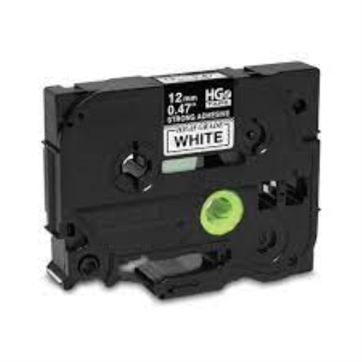 Brother HGE2315 Pack Black on White HGe 12 mm Tape with Standard Adhesive, 8 m 5-pack – – PTouch – Brother